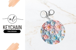 Pastel Flowers Background Round Keychain Png Product Image 1