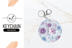 Round Flowers Background Elegant Decoration Round Keychain Product Image 1