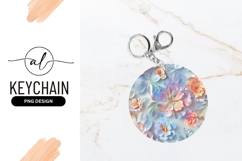 Pastel Floral Arrangement Round Keychain Png Product Image 1