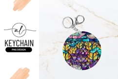 Colorful Lotus Round Keychain Png Design Product Image 1