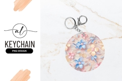 Pastel Flowers Illustration For Round Keychain Png Product Image 1