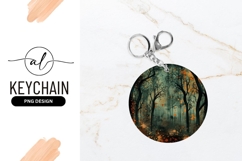 Spooky Forest Round Keychain Png Design Product Image 1