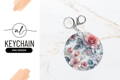 Floral Round Keychain Png With Pink Roses Product Image 1
