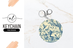 Blue Willow Tea Party Round Keychain Png Product Image 1