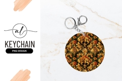 Ornate Golden Baroque Pattern Round Keychain Png Product Image 1