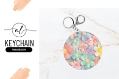 Pastel Floral Design Round Keychain Png Product Image 1