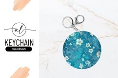 Floral Design Round Keychain Png Template Product Image 1