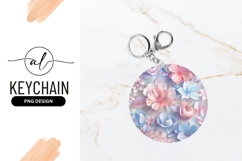 Pastel Floral Round Keychain Png Background Product Image 1