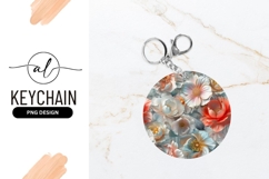 Floral Pattern For Round Keychain Png Template Product Image 1