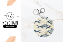 Blue Fish Skeleton Pattern For Round Keychain Product Image 1