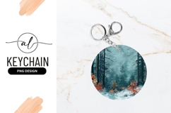 Winter Forest Scene Round Keychain Png Product Image 1