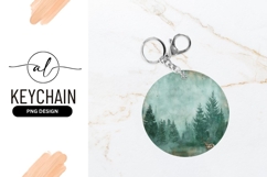 Deer In Misty Forest Round Keychain Design Product Image 1