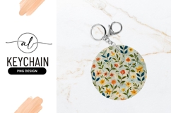 Watercolor Flower Garden Round Keychain Png Product Image 1