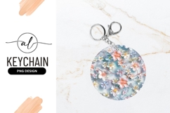 Floral Round Keychain Png Delicate Pastel Flowers Product Image 1