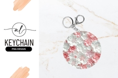 Pink And White Paper Flower Background Round Keychain Png Product Image 1