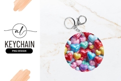 Colorful Heart Shaped Round Keychain Mockup Design Product Image 1