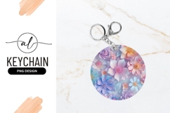 Pastel Floral Background Round Keychain Png Product Image 1