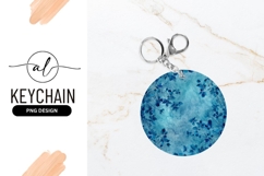 Blue Floral Circle Round Keychain Png Product Image 1