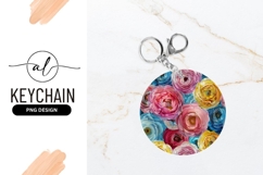 Floral Round Keychain Png With Colorful Roses Product Image 1