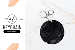 Black Marble Round Keychain Design Mockup Template Product Image 1