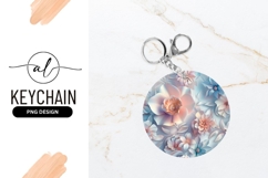 Pastel Floral Pattern Round Keychain Png Design Product Image 1