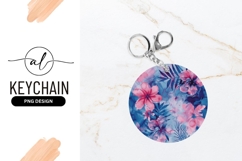 Pink Floral Design Round Keychain Png Image Product Image 1
