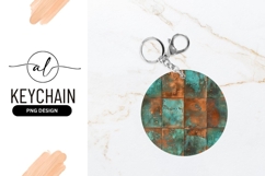 Oxidized Copper Tiles Round Keychain Png Product Image 1