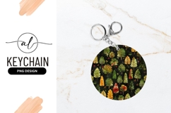 Trees Illustration Pattern Round Keychain Png Product Image 1