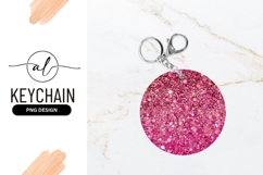 Pink Glitter Sparkle Abstract Round Keychain Png Product Image 1