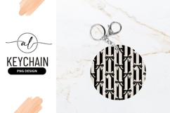 Black And White Stripes With Bows Round Keychain Png Product Image 1