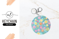 Floral Easter Egg Round Keychain Png Product Image 1