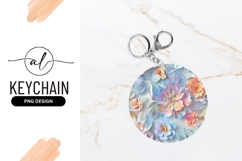 Pastel Floral Design Round Keychain Png Product Image 1