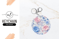 Pastel Floral Pattern Round Keychain Png Product Image 1