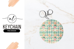 Floral Round Keychain Png With Checkered Background Product Image 1