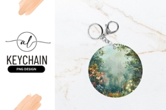 Painted Forest Scene In Round Keychain Png Product Image 1