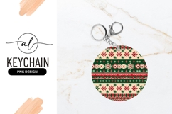 Christmas Knitted Pattern Round Keychain Png Product Image 1