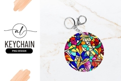Colorful Stained Glass Round Keychain Design Product Image 1