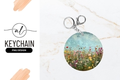 Colorful Wildflower Meadow Round Keychain Png Product Image 1