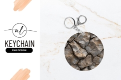 Round Keychain With Rock Texture Design Product Image 1