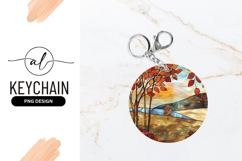 Autumn Stained Glass Round Keychain Png Product Image 1