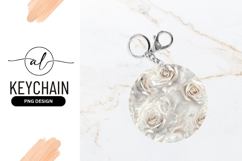White Roses Floral Arrangement Round Keychain Png Product Image 1