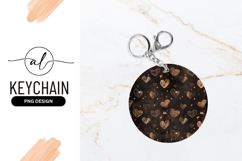 Brown Hearts And Stars Round Keychain Png Product Image 1