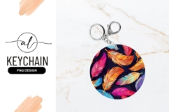 Colorful Feathers Background Round Keychain Png Product Image 1
