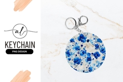 Blue Floral Round Design Png For Keychain Product Image 1