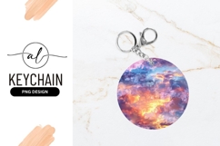Dreamy Sky Circular Backdrop Round Keychain Png Product Image 1