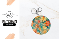 Floral Pattern Round Design For Keychain Png Product Image 1