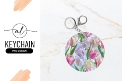 Pastel Tulips Round Keychain Png Design Product Image 1