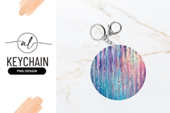 Abstract Rainbow Water Droplets Round Keychain Png Product Image 1