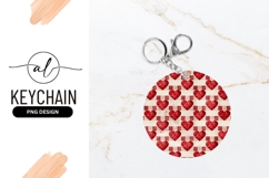 Red Hearts On Gingham Round Keychain Png Product Image 1