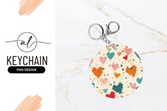 Grunge Hearts Pattern Round Keychain Png Product Image 1